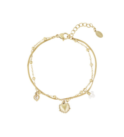 Armband dubbel met hart bedel
