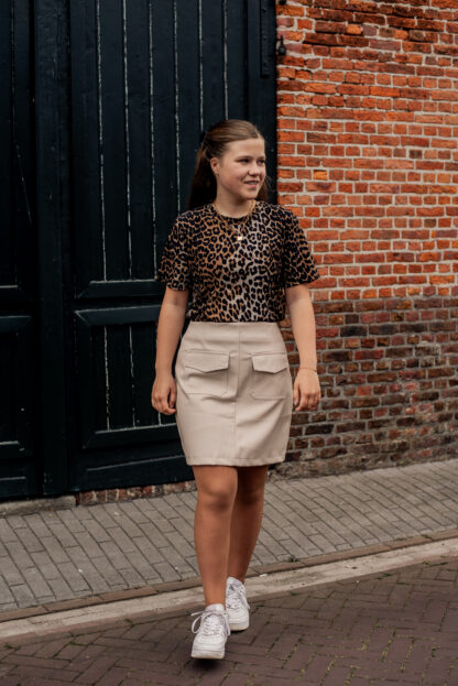 Leren rok beige