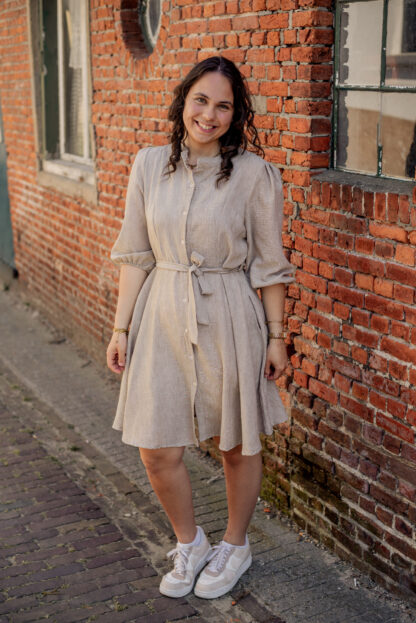 Linnen jurk taupe