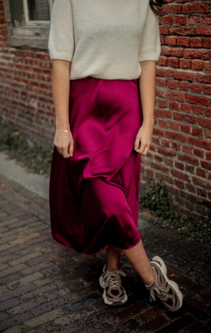 Satijnen rok bordeaux rood - Afbeelding 2