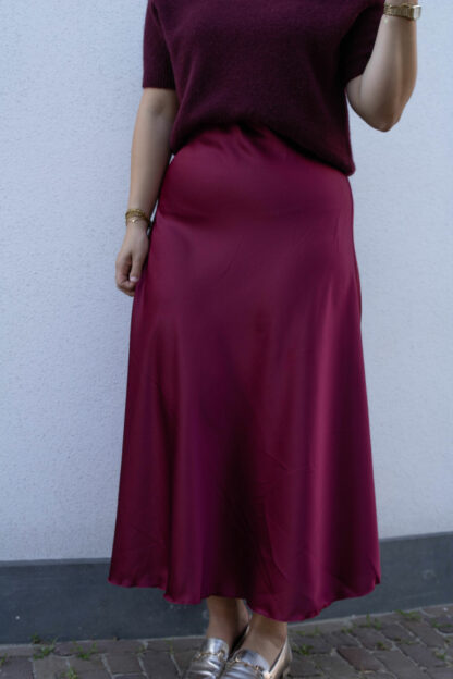 Satijnen rok bordeaux rood - Afbeelding 2