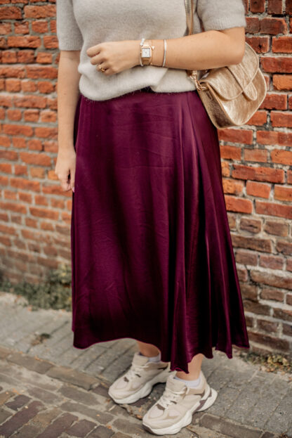 Satijnen rok bordeaux rood - Afbeelding 2