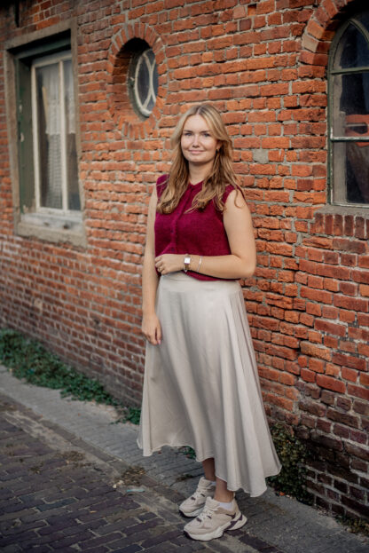 Gebreide spencer bordeaux rood - Afbeelding 2