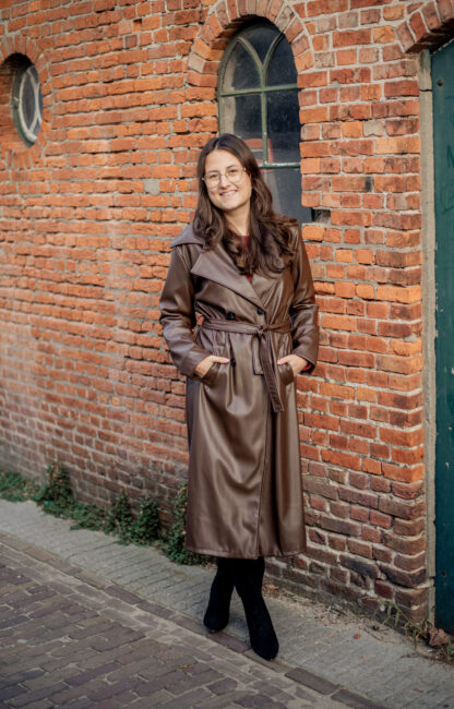 Leren trenchcoat zwart - Afbeelding 5