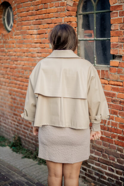 Leren jack kort model beige - Afbeelding 2