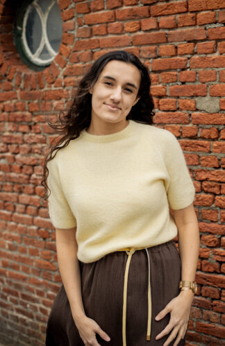 alpaca-trui-korte-mouw-geel