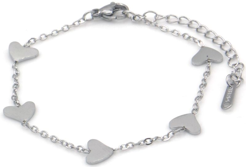 Armbandje hartjes zilver