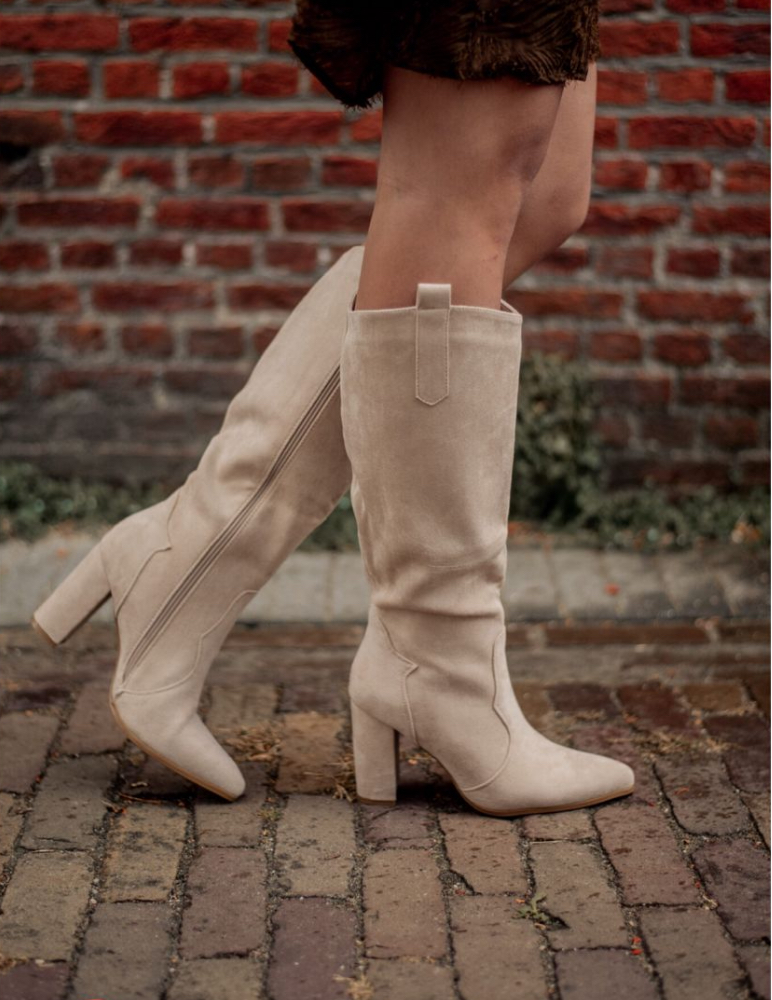 Beige suède laars